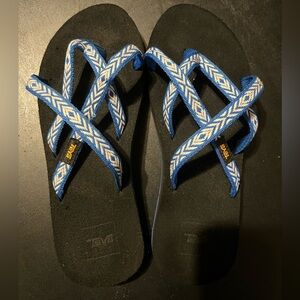 Teva Black Sandals with Blue Patterned Straps
